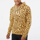 J-America Adult Tri-Blend Hooded Fleece Leopard Hoodie Pouch Pocket L