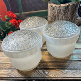 3 Ceiling Light Shades Milk Glass Clear Prismatic Vintage Art Deco MCM 5.5”