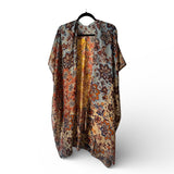Styline Floral One Size  Light Weight Kimono Boho Multi Color Blue Brown New