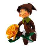 Annalee 9" Harvest Brown Elf With Yellow Flower Autumn Fall Thanksgiving New