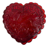 Mosser Glass Ruby Red Valentine Heart Trinket Jewelry Box Hummingbird 4” New