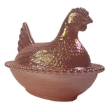 Rose’s Closet Pink Carnival Glass Hen on Nest 3 1/2” tall 4 3/4” long New Chicken