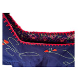 Vintage Mexican Molina Floral Embroidered Dress Navy Boho Hippie Festival Size S