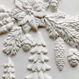 Iron Orchid Designs Boughs of Holly IOD Mould Pine Trees Cones Poinsettia 6” x 10” Mold New Limited Re-release