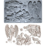Iron Orchid Designs IOD Silent Night 6” x 10” Mould Holy Family Shepherds Angel Mold New