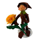 Annalee 9" Harvest Brown Elf With Yellow Flower Autumn Fall Thanksgiving New