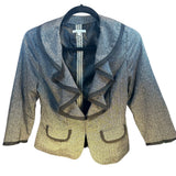 Vintage Charlotte Russe Ruffled Blazer Jacket Black Tweed Size M Girly
