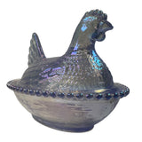 Rose’s Closet Pale Purple Carnival Glass Hen on Nest 3 1/2” tall 4 3/4” long New Chicken