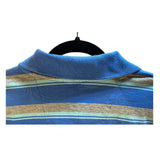 Foundry Polo Men’s Golf Striped Blue Gray Short Sleeve Cotton Shirt Size 2XL
