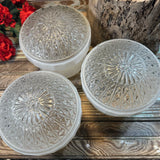 3 Ceiling Light Shades Milk Glass Clear Prismatic Star Vintage Art Deco MCM 5.5”