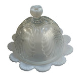 Mosser Seashell Pattern Round Butter Cheese Dish With Dome Lid Crystal Opalescent New USA
