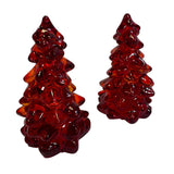 Pair Mosser Glass Trees Ruby Red 2.75” USA New