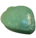 Mosser Large Heart Glass Box Jadeite Green Strawberry Jewelry Trinket New USA
