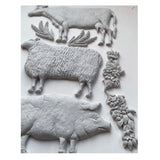 Iron Orchid Designs IOD Village Market Mould 6 x 10” Cow Sheep Pig