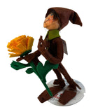 Annalee 9" Harvest Brown Elf With Yellow Flower Autumn Fall Thanksgiving New