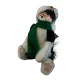 Annalee Christmas Cat Kitty Tuxedo Black White 5.5” Holiday Santa Hat Scarf New