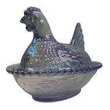 Rose’s Closet Pale Purple Carnival Glass Hen on Nest 3 1/2” tall 4 3/4” long New Chicken