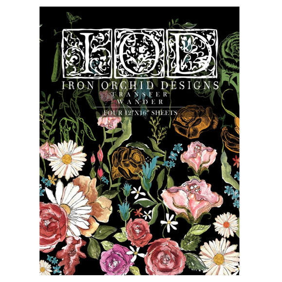 Iron Orchid Designs IOD Wander, Rub On Transfer Pad, 4 Pages, 12” x 16”