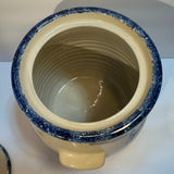 Vintage Marshall Pottery Texas Grandmas Cookies Hand Made Cookie Jar with Blue Script