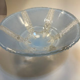 Art Deco Blue Glass Ceiling Light Frosted Shade 1940s Vintage Cottagecore 10.25”