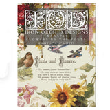 Iron Orchid Designs IOD Flowers by the Poets ™ Rub On Transfer Pad 8 Pages, 12” x 16” Iris Rose Chrysanthemum Lily Birds