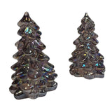 Pair Mosser Glass Trees Sugar Plum Purple Iridescent 2.75” USA New