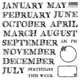 Iron Orchid Designs IOD Stamp Set A Timely Tale 6” x 6” 4 Sheets Week Days Months Numbers New
