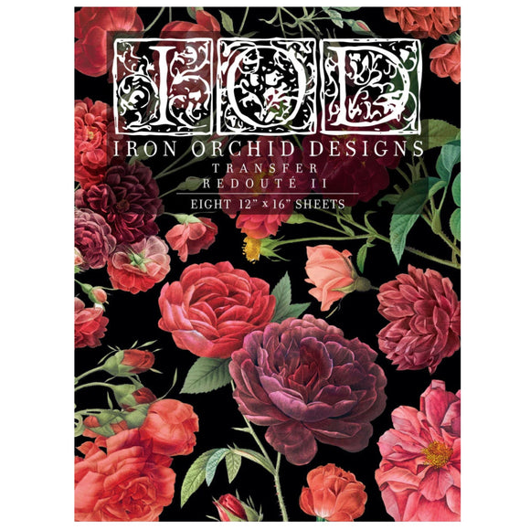 Iron Orchid Designs IOD Redoute II Rub On Transfer, 8 Page Pad, 12” x 16”