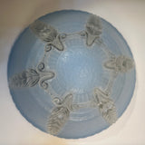 Art Deco Blue Glass Ceiling Light Frosted Shade 1940s Vintage Cottagecore 10.25”