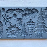 Iron Orchid Designs Boughs of Holly IOD Mould Pine Trees Cones Poinsettia 6” x 10” Mold New Limited Re-release