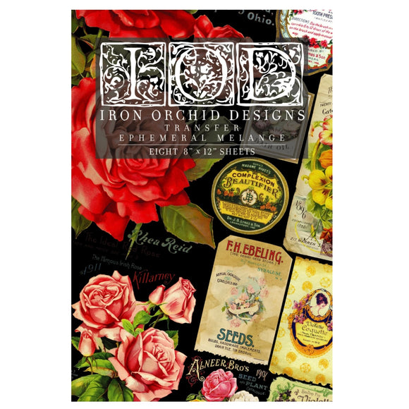 Iron Orchid Designs IOD Ephemeral Melange Rub On Transfer Pad 8 Pages, 8” x 12”