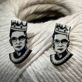 Ruth Bader Ginsburg Earrings Crown Notorious RBG Pierced Stud Handcrafted .75”