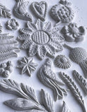 Iron Orchid Designs IOD Primitive Mould Mold 6” x 10” Bird Rabbit Flowers Leaves