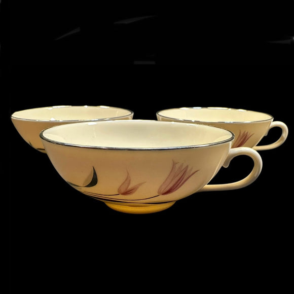 3 Franciscan Carmel Masterpiece China Coffee Teacups California MCM Tulip Vintage