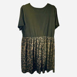 Crazy Train Davis Dress Black Leopard Print High Waist Stretchy Fit & Flare Short Sleeve