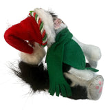 Annalee Christmas Cat Kitty Tuxedo Black White 5.5” Holiday Santa Hat Scarf New