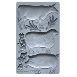Iron Orchid Designs IOD Village Market Mould 6 x 10” Cow Sheep Pig