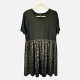 Crazy Train Davis Dress Black Leopard Print High Waist Stretchy Fit & Flare Short Sleeve