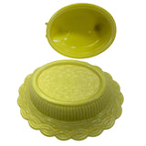 Hen On Nest Dandelion Glass 7” Mosser New Vintage Farmhouse Style Candy Dish Partially Glows