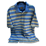 Foundry Polo Men’s Golf Striped Blue Gray Short Sleeve Cotton Shirt Size 2XL