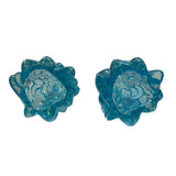 Pair Mosser Glass Trees Buffett Blue IridescentCarnival 2.75” USA New