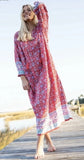 Natural Life Dara Long Sleeve Floral  Over Size Maxi Dress Boho Peasant Size L