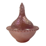 Rose’s Closet Pink Carnival Glass Hen on Nest 3 1/2” tall 4 3/4” long New Chicken