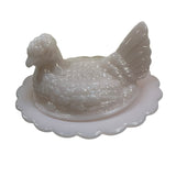 Mosser Hen On Nest Art Glass Chicken Crown Tuscan Pink 7” New Farmhouse Style