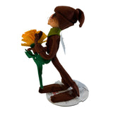 Annalee 9" Harvest Brown Elf With Yellow Flower Autumn Fall Thanksgiving New