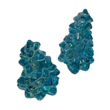 Pair Mosser Glass Trees Buffett Blue IridescentCarnival 2.75” USA New