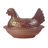 Rose’s Closet Pink Carnival Glass Hen on Nest 3 1/2” tall 4 3/4” long New Chicken