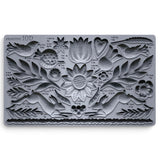 Iron Orchid Designs IOD Primitive Mould Mold 6” x 10” Bird Rabbit Flowers Leaves