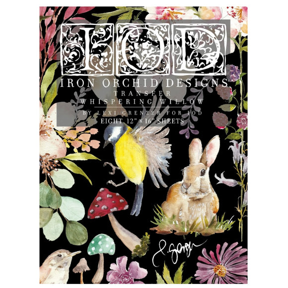 Iron Orchid Designs IOD Whispering Willow Rub On Transfer Pad 8 Pages, 12” x 16”