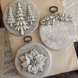 Iron Orchid Designs Boughs of Holly IOD Mould Pine Trees Cones Poinsettia 6” x 10” Mold New Limited Re-release